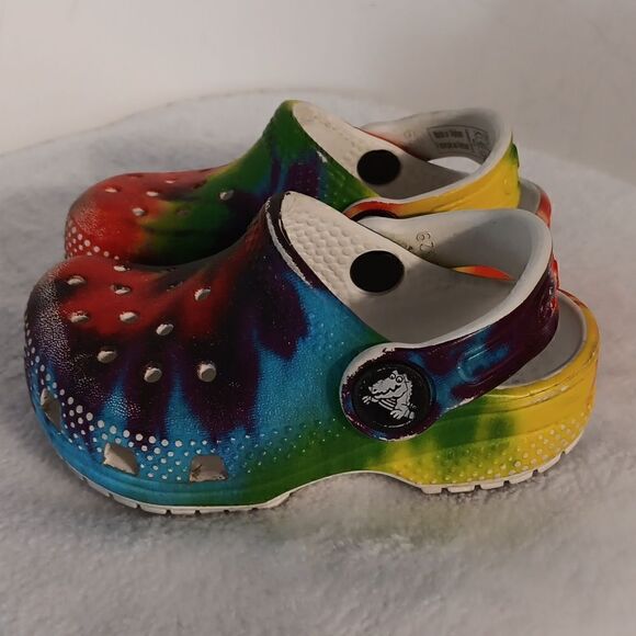 Crocs Rainbow Tie Dyed Infant Shoes - Picture 1 of 5